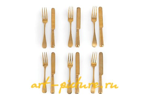 Russian silver, SET OF TWELVE GOLDEN SILVER FRUIT FORKS, S. PIETROB...