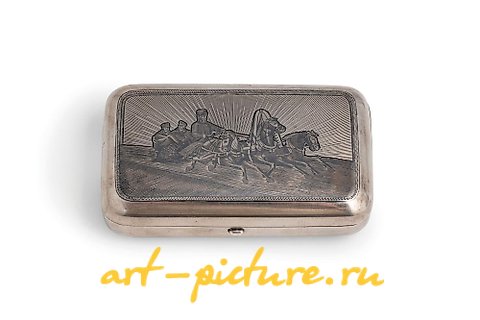 Russian silver, SILVER AND NIELLO TOBACCO BOX, MOSCOW, 1884, JEWELER A. YEGAR...