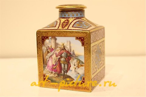 维也纳皇家瓷器, 维也纳茶叶盒，完美状态。