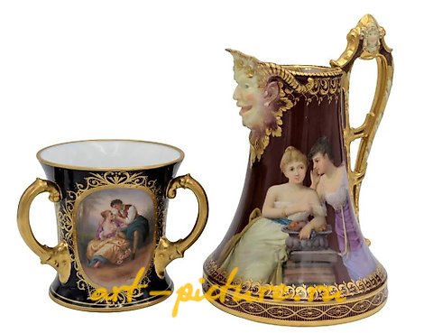 维也纳皇家瓷器, 维也纳皇家画像花瓶，有两个手柄，签名为“Dona...”