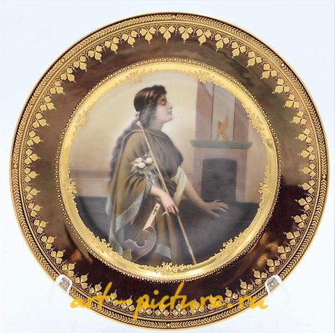 维也纳皇家瓷器, 皇家维也纳肖像盘，女人闻花，高级仿品。