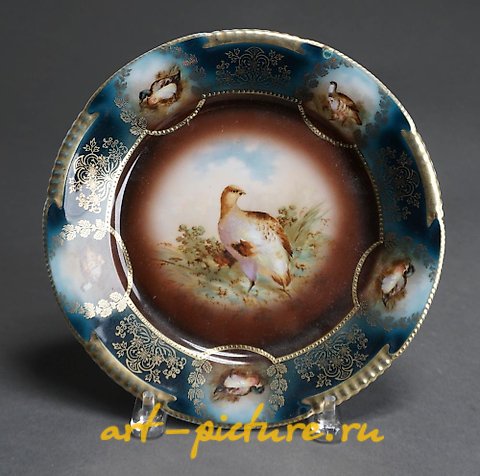 维也纳皇家瓷器, 皇家维也纳风格的镶金图画橱柜盘和...