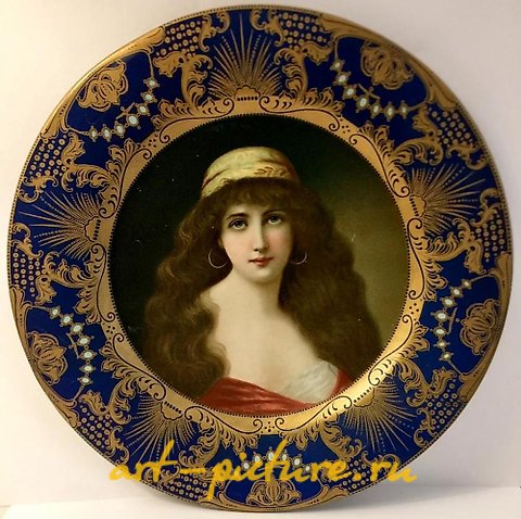 维也纳皇家瓷器, 古董1905维也纳艺术充电器“朋友”印刷锡片广告...