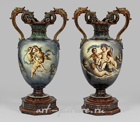 A few large magnificent KPM Berlin amphora vases.