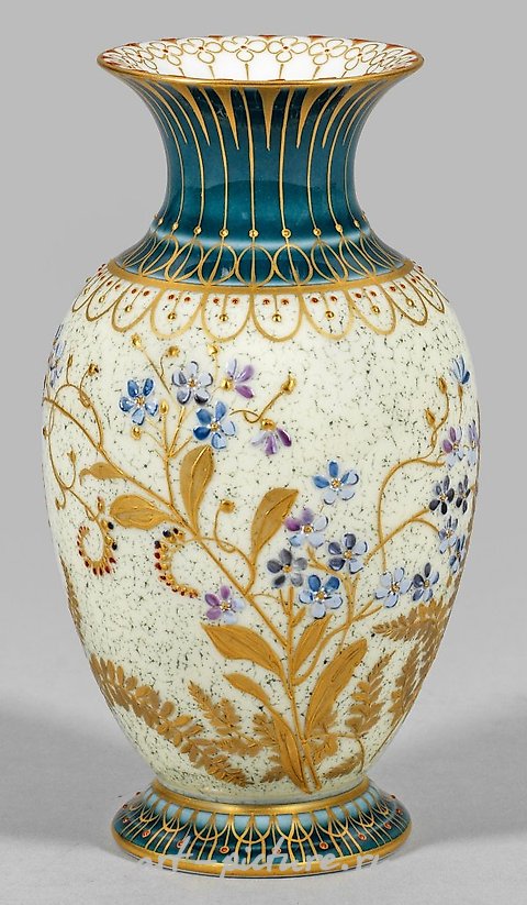 Decorative Vase with Forget-me-not Decor in Enamel Painting