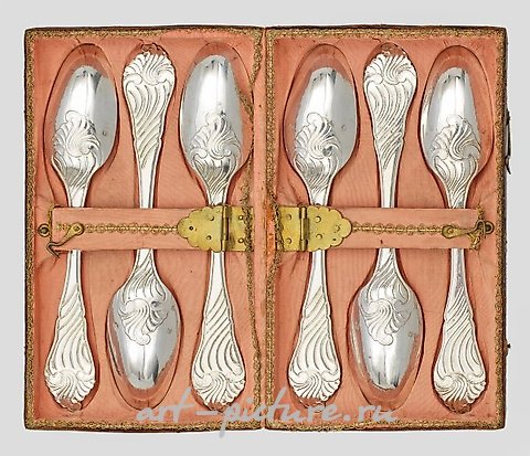 Rare set of six Rococo spoons