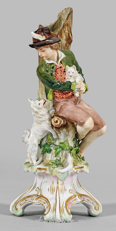 Rare Figure "Boy with Two Dogs"