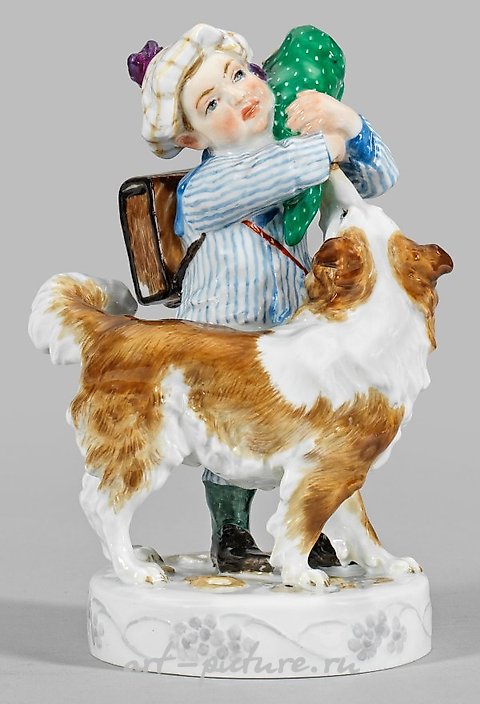 Art Nouveau Figure "Boy with Dog"