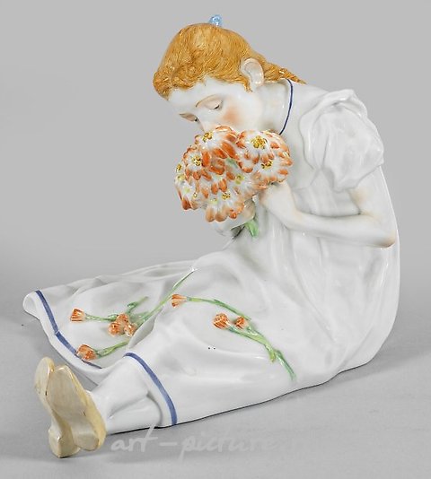 Girl with a bouquet of flowers