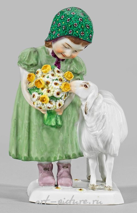 Art Nouveau Figure "Girl with Sheep"