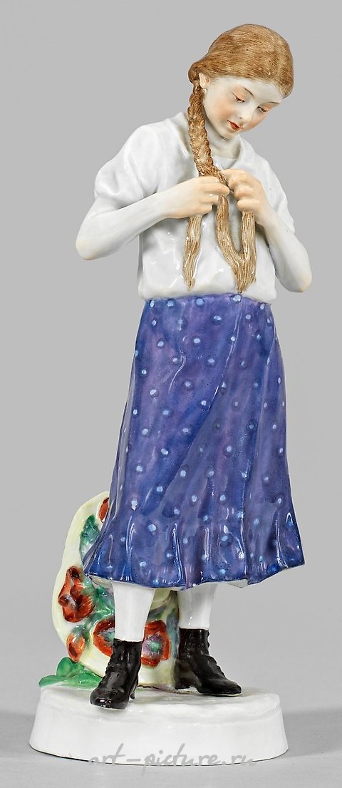 Art Nouveau Figure "Girl Braiding a Braid"