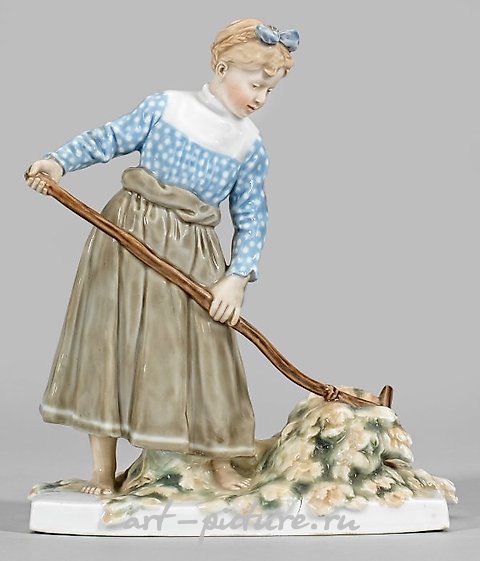 Art Nouveau Figure "Girl with a Rake"