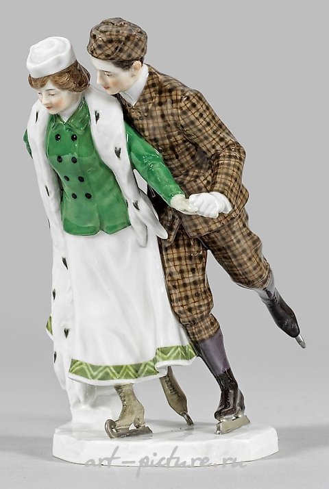Art Nouveau - Figure Group "Ice Skating Couple"
