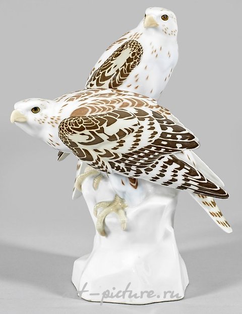 Art Nouveau Animal Group "Noble Falcons on Rocks"