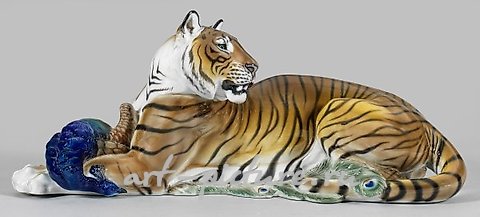 Lot 584: Tiger with a slain peacock