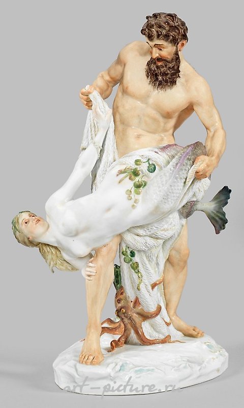 Lot 596: Figure group "Nixenfang" (Capture of Mermaids). Original title.