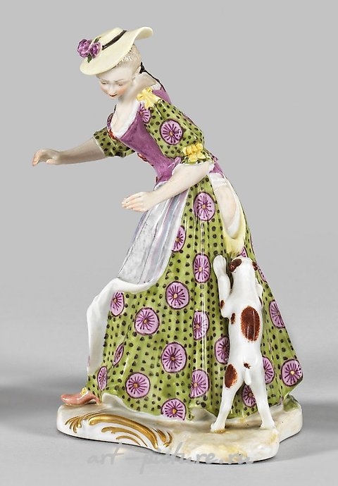 Group of Figures "Lady Attacked by Little Dogs"