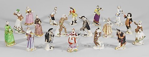 Collection of 18 Nymphenburg figures by F. A. Bustelli