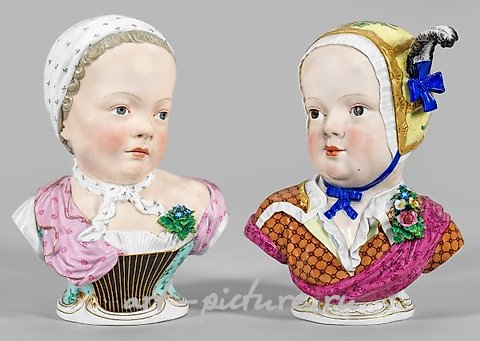 一对大型儿童半身像作为配对作品。