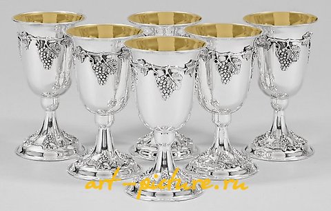 Six wine goblets