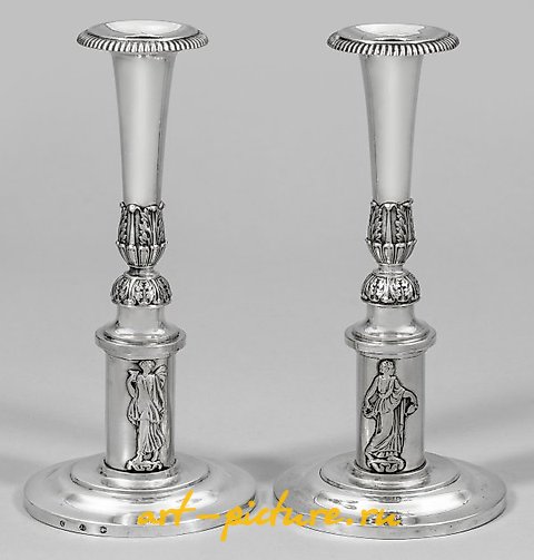 A couple of Biedermeier table candlesticks.