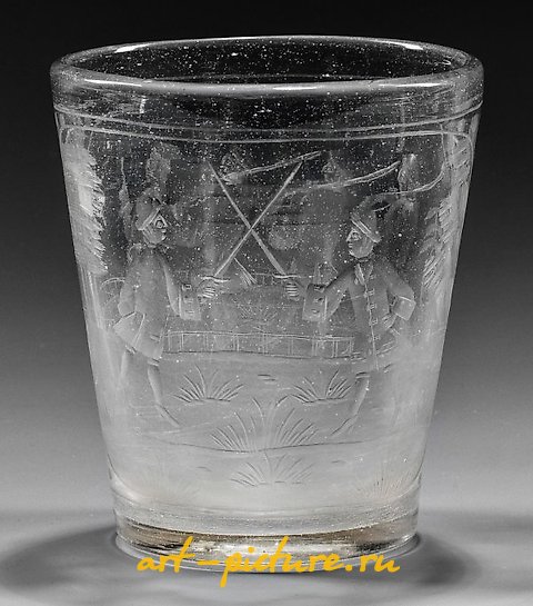 Rare Bohemian Baroque goblet with duel scene.