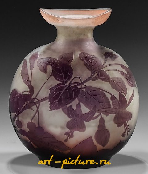 Art Nouveau - Decorative Vase with Fuchsia Design by Gallé