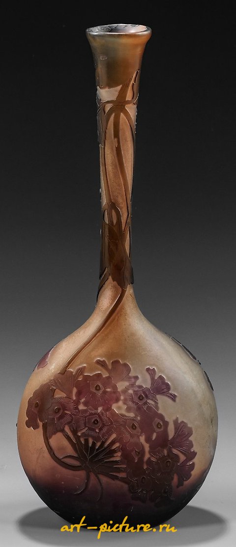 Solifleur-Vase with Hydrangea Decor by Gallé