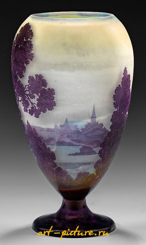 Decorative Vase with Evening Landscape by Gallé