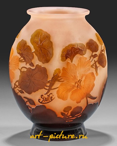 Gallé Vase with Capuchin Cress Decoration