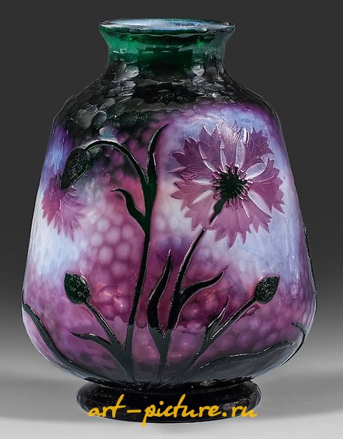 Rare Daum decorative vase with cornflower decoration.