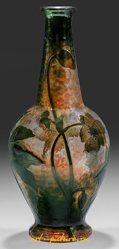 Rare, large Jugendstil vase with Christmas rose decoration.