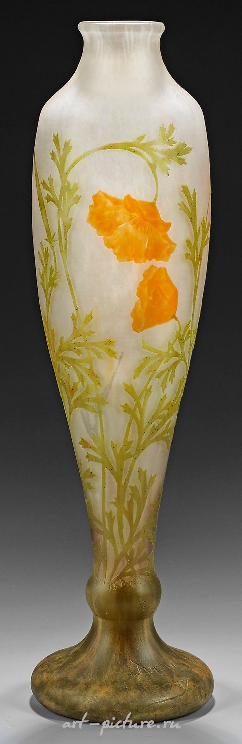 Rare, large Art Nouveau decorative vase with Californian poppy