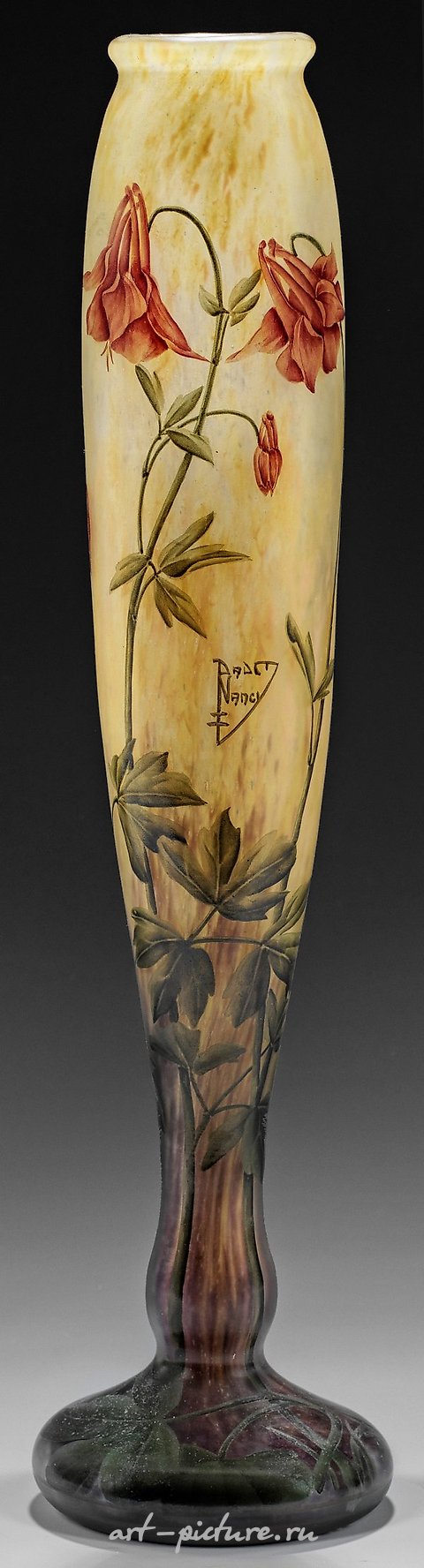 Art Nouveau - Decorative Vase with Hellebore Decoration by Daum Frères
