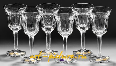 Set of six Moser-Sherry glasses "Papst"