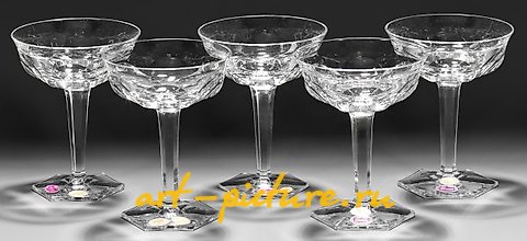 Five Moser champagne glasses "Papst"