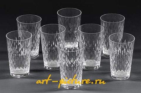 Sentence of eight small Baccarat drinking glasses.