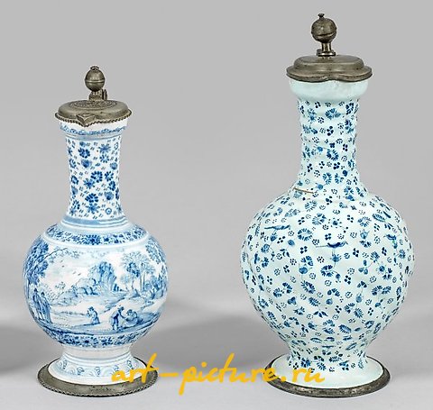 Two English jugs with long necks.