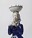 A woman with a basket of eggs on her head. Denmark, Copenhagen, Royal Copenhagen.