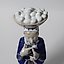 A woman with a basket of eggs on her head. Denmark, Copenhagen, Royal Copenhagen.