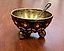 Salt shaker with spoon, enamel, gilding