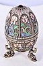 Антикварное русское серебряное яйцо с эмалью на подставке