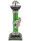 Серебряная русская лягушка на столбе с зеленым эмалевым узором