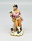 Антикварная фигурка королевского Вены с изображением мужчины 18-го века, играющего на флейте с собакой