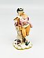 Антикварная фигурка королевского Вены с изображением мужчины 18-го века, играющего на флейте с собакой