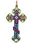 RUSSIAN GILT SILVER ENAMEL ORTHODOX CROSS PENDANT
