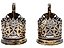 RUSSIAN GILT SILVER AND NIELLO TEA GLASS HOLDERS