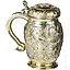 A large Russian silver-gilt lid tankard with a coin of Peter I...