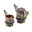 Art Nouveau cloisonne enamel Russian silver creamer and sugar...