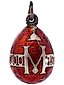 RUSSIAN 88 SILVER AND RED ENAMEL EGG PENDANT